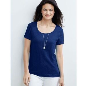 J. Jill Navy Linen Blue Surfside Tee T-Shirt Blouse Women’s Plus Size 2X